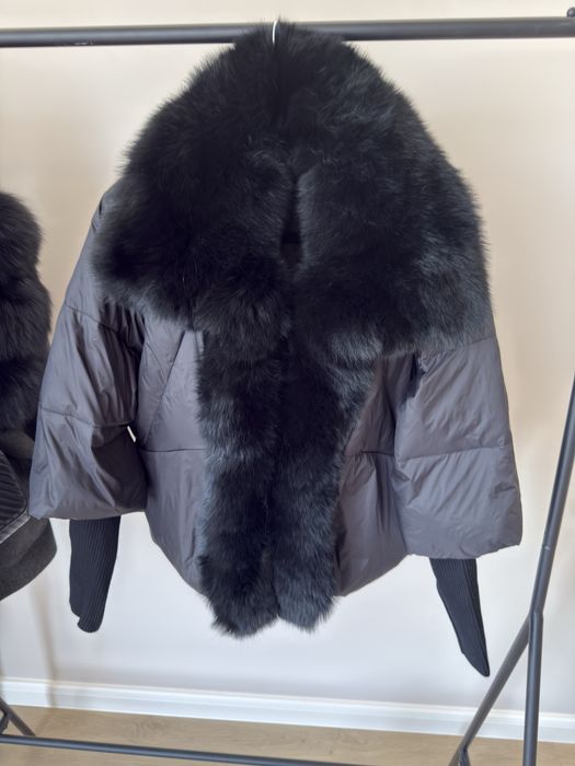 Дамско яке естествен косъм Nl Blk