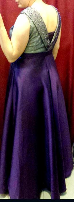 Rochie lunga de seara / revelion / nunta / nasa / gala mov cu argintiu