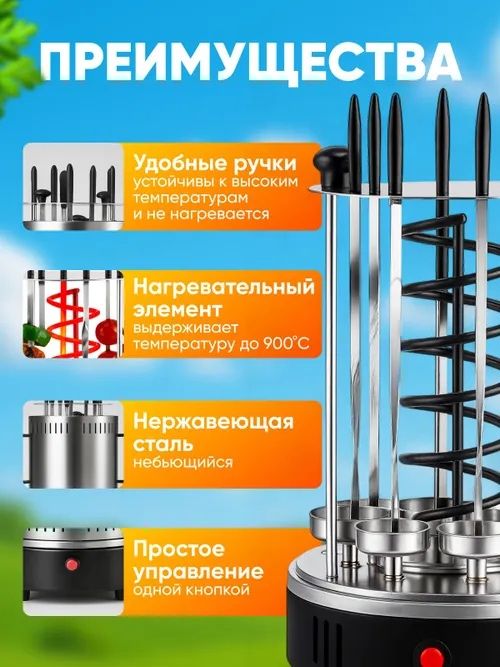 Продам электрошашлычницу/шашлычница новая