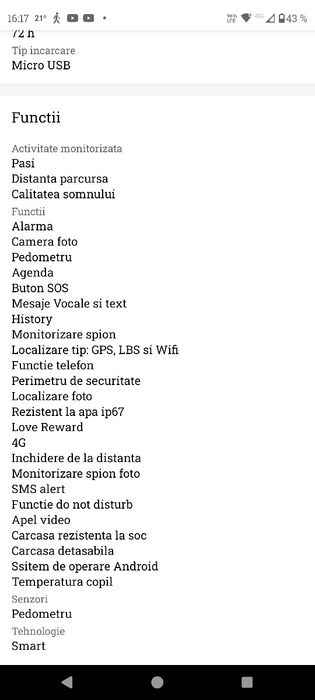 Ceas Smartwatch copii cu Sim si GPS