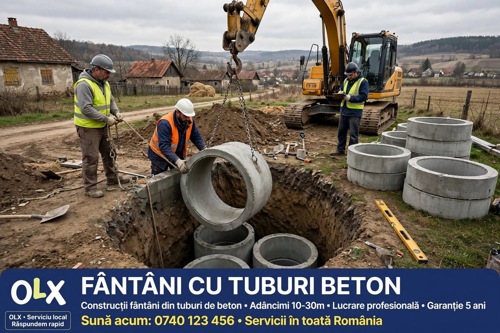 Executam fantani cu tuburi de beton 60-100 cm. Deplsari in  judetele Suceava si Botosani