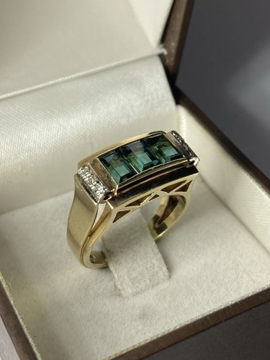 Inel aur cu turmaline si diamante