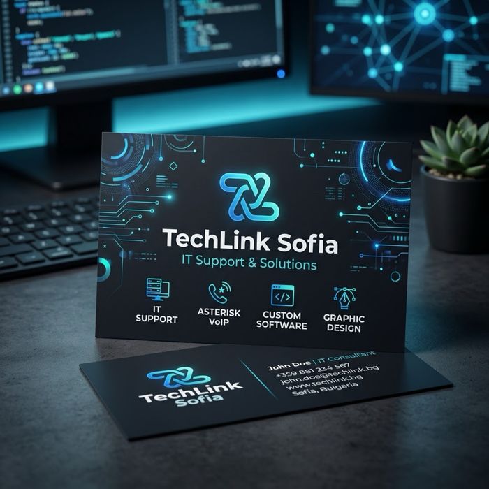 Tech Link Sofia – IT поддръжка, Asterisk VoIP, Custom софтуер и Графичен дизайн за малък бизнес