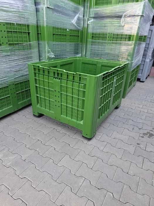 Boxpalet perforat cu patru picioare, 1200 mm x 1000 mm x 785 mm, Verde/ 830 ronTRANSPORT GRATUIT