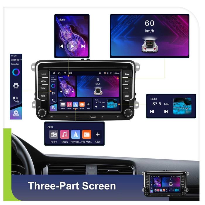 Navigatie Android 4GB+64GB VW GOLF 5 6 PASSAT B6 B7 CC SEAT LEON SKODA