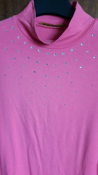 Дамско памучно поло с камъчета