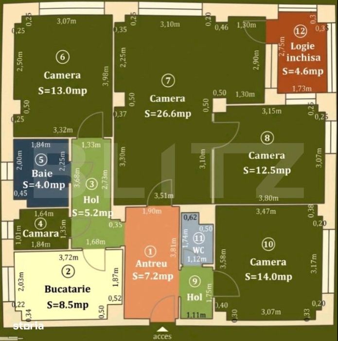 Apartament 4 camere, 97 mp, zona Piata Marasti