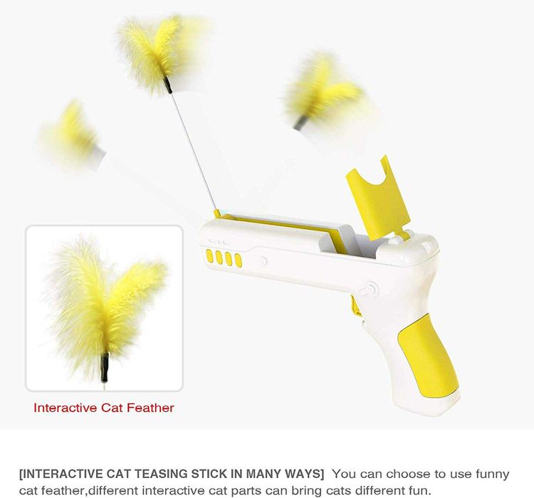 Интерактивна игра за котки- пистоет с топка и перо Qingquan