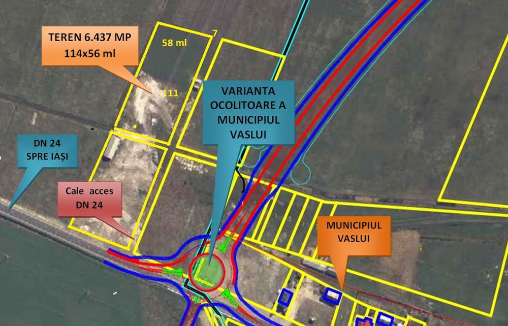 Vând teren 6437 mp  acces DN 24 ieșire Vaslui Moara grecilor