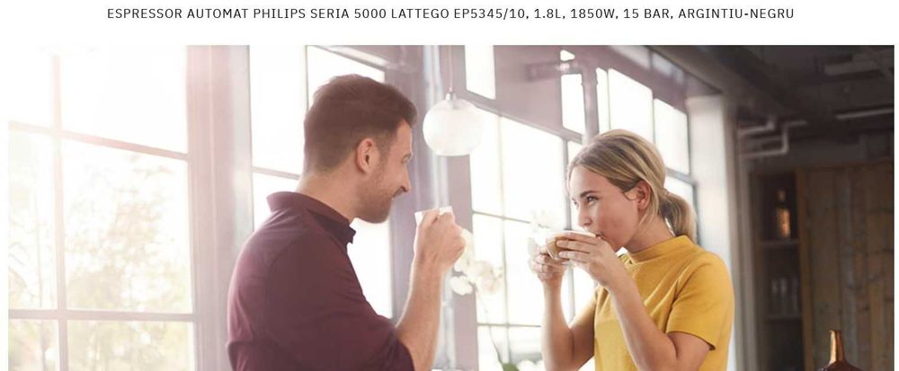 Espressor automat PHILIPS Seria 5000 LatteGo EP5345/10, 1850W, 15 bar
