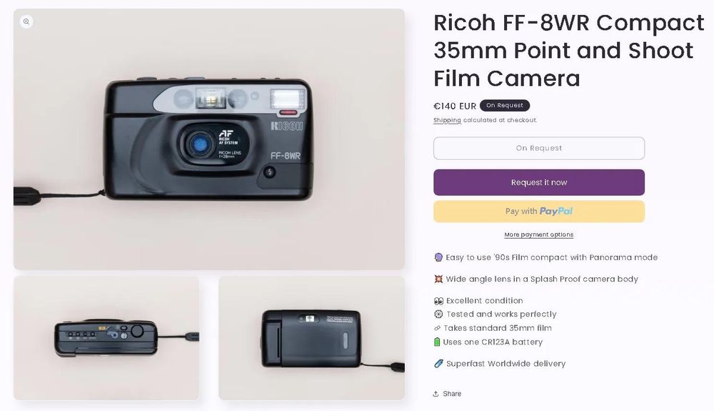Ricoh FF-8WR / Minolta AF101 / Olympus µ[mju:] ZOOM 35-70

 Rare Vinta
