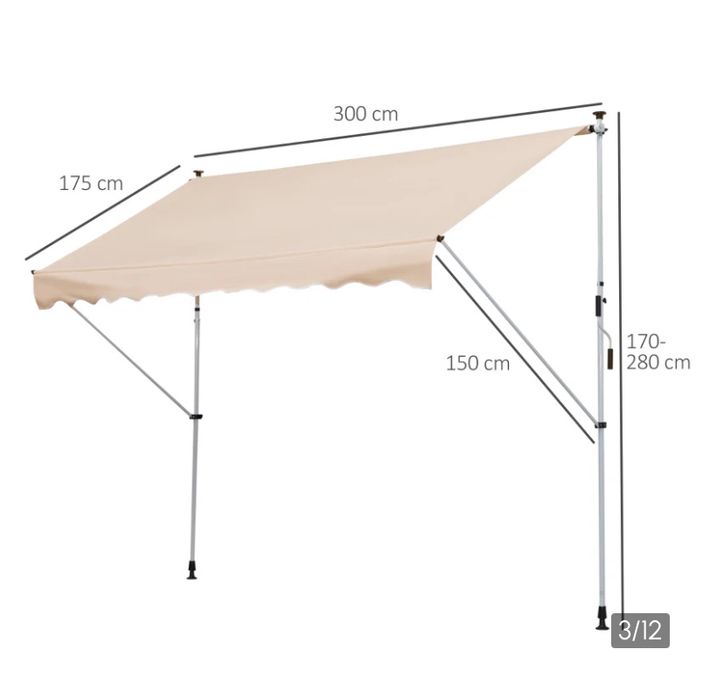 Регулируема външна тента 3 х 1.5 м