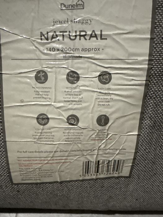Covor Dunelm Jewel Shaggy Natural 140x200 cm – Nou