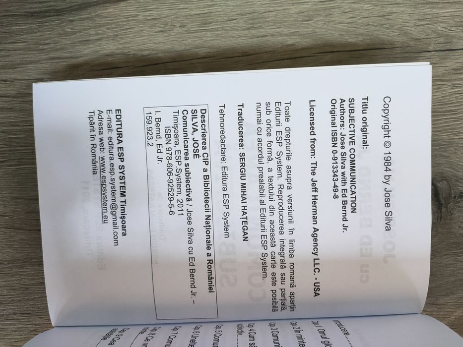 Comunicarea subiectiva - Jose Silva cu  Ed Bernd Jr - metoda silva - conștiință - credință - dezvoltarea personală  - spiritualitate - out off stock