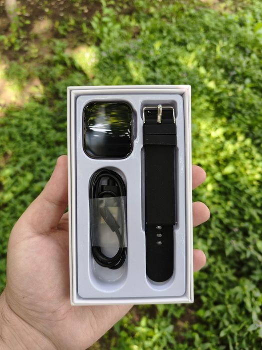 NOUA Smartwatch dama cu ecran amoled curbat, 7 zile autonomie, monitorizare tensiune glicemie ritm cardiac, combatibil android și iOS