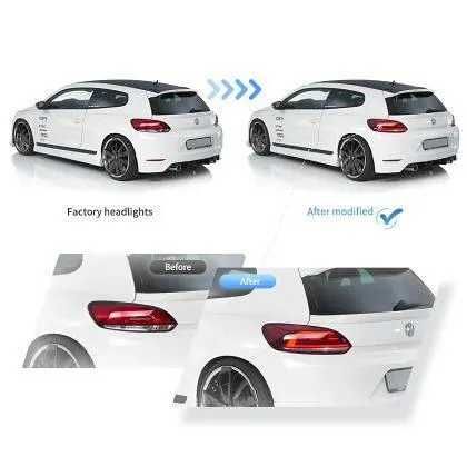 Диодни стопове за VW SCIROCCO от 2009-2014 с бягащ мигач - червени