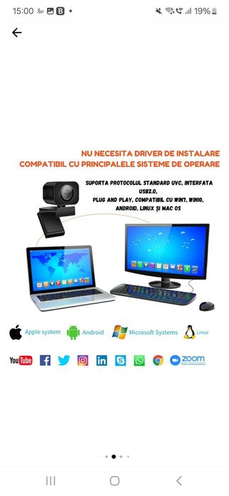 Camera web Ultra HD 4K TEQRO™, zoom digital 12X, autofocalizare , 60FPS