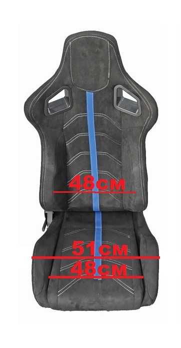 Спортни седалки велур, черни/синя лента 2 броя комплект