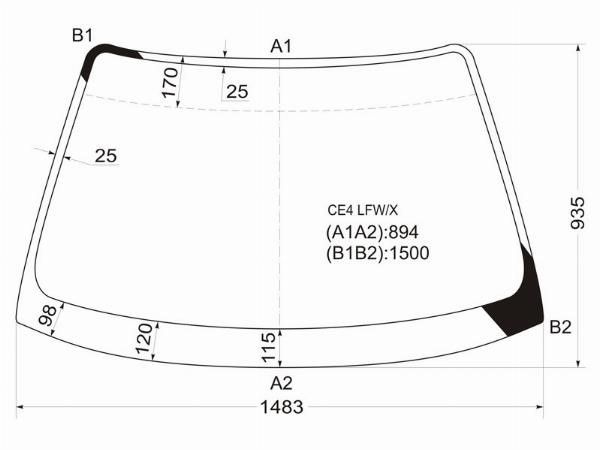 Стекло лобовое  Honda Ascot