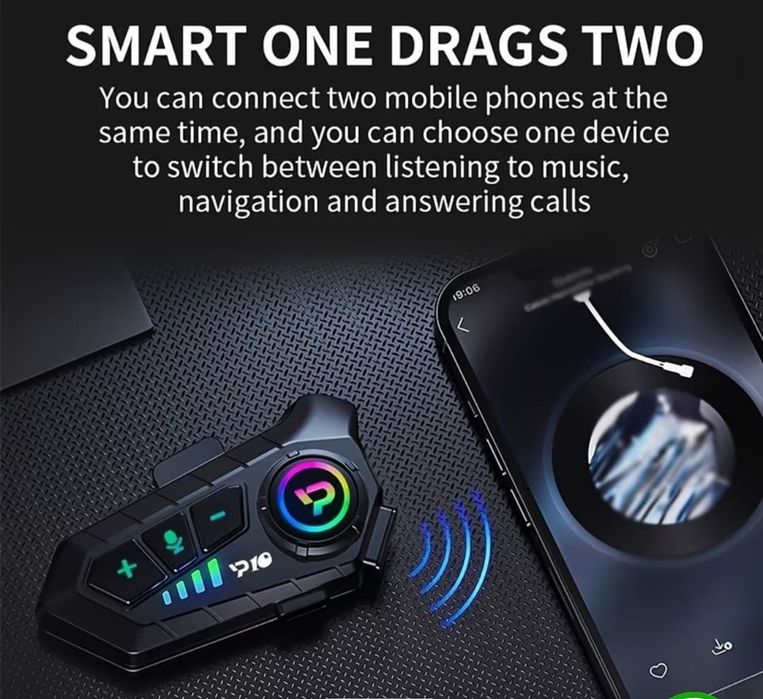 Cască moto Bluetooth/wireless 5.3/intercom