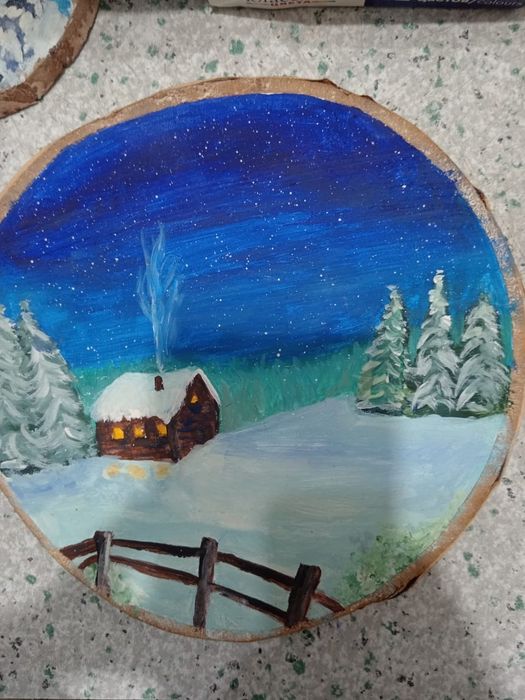 Картины на срезе дерева