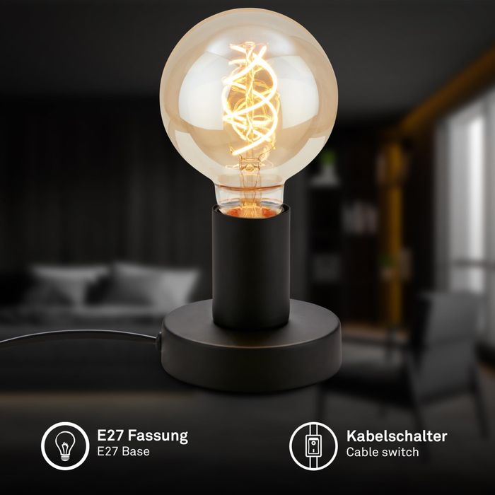 Lampă de noptieră retro cu întrerupător prin cablu, soclu E27 Briloner