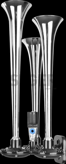 24V Въздушна Тромба Клаксон 6–8 бара 118dB 3 хромирани тръби Камиони