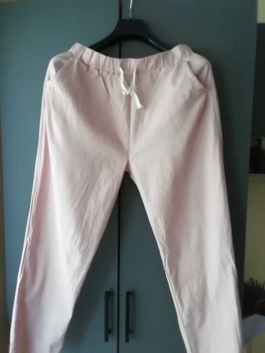 Pantaloni damă noi cu etichetă xxl roz pudră bumbac