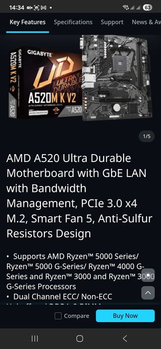 Placa Baza Gigabyte A520M K V2 Socket AM4 NVME M.2 Noua