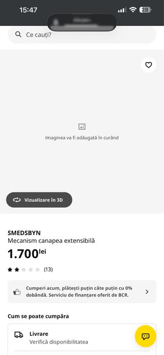 Mecanism canapea extensibila Ikea