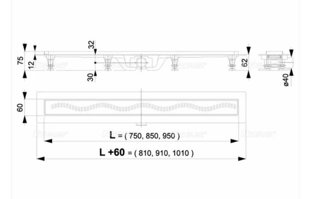 Set rigola pentru dus cu capac Alca APZ9 Simple 65 cm