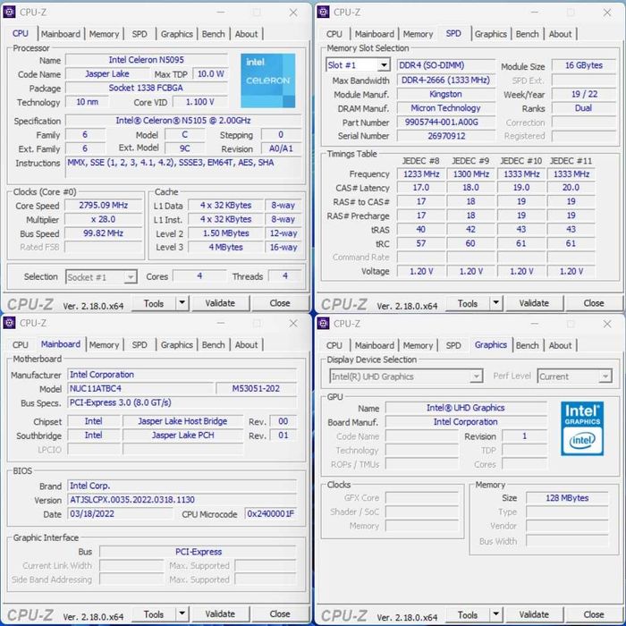 Mini PC Asus Intel NUC 11, Intel N5105 Quad Core, 16GB RAM, SSD 256GB