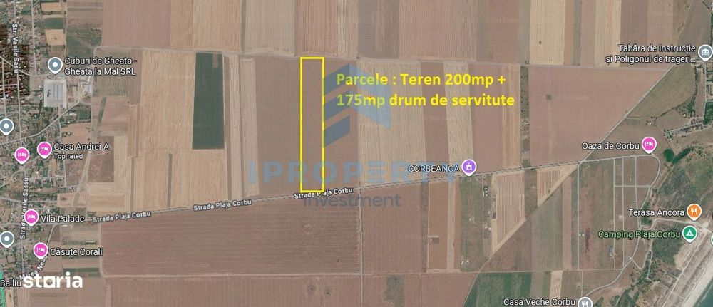 Corbu | Teren extravilan-intravilan din 2027 | 2 km dist Plaja Corbu