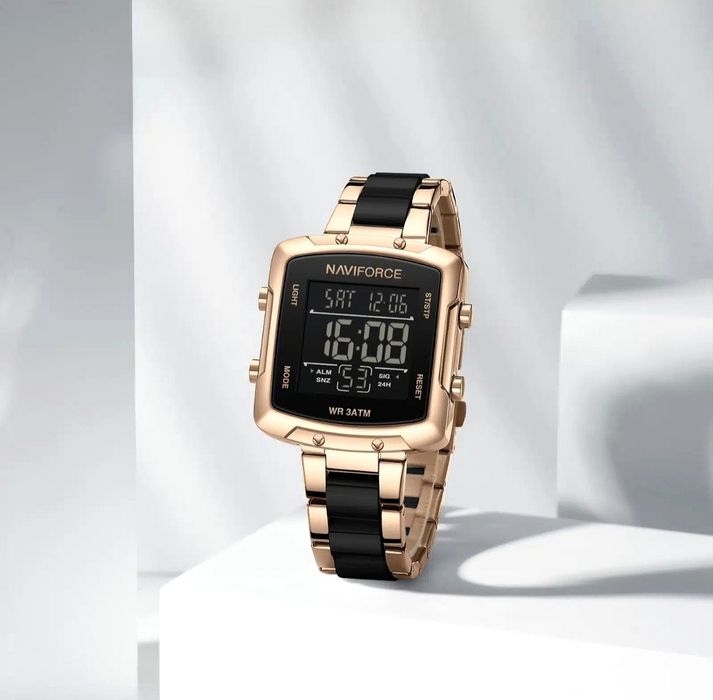 Ceas Dama NaviForce Gold-LCD cu Afișaj electronic auriu elegant Nou