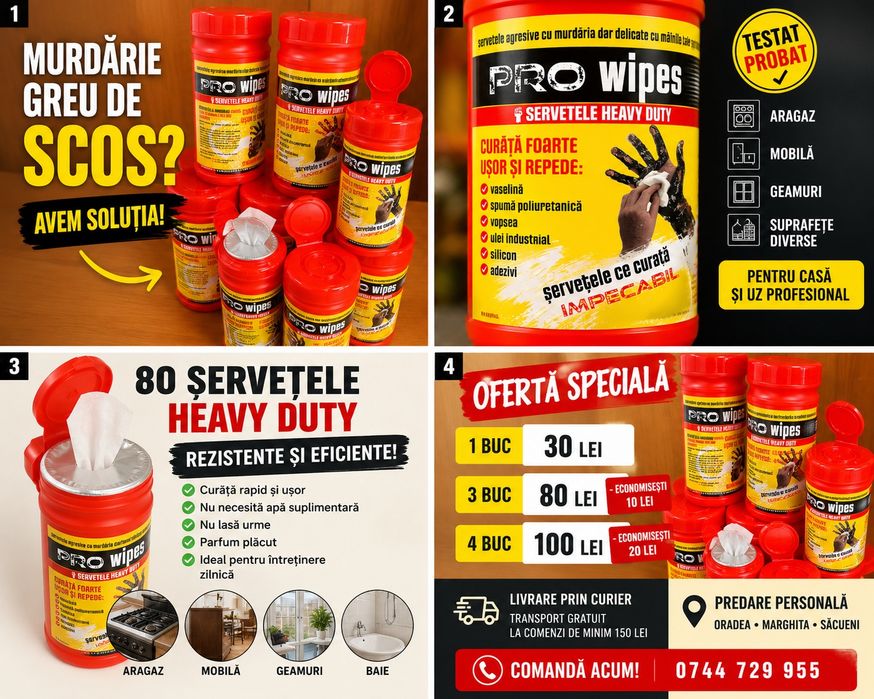 Șervețele PRO WIPES Heavy Duty