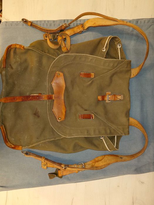 Raniță militară românească RSR vintage – pânză și piele