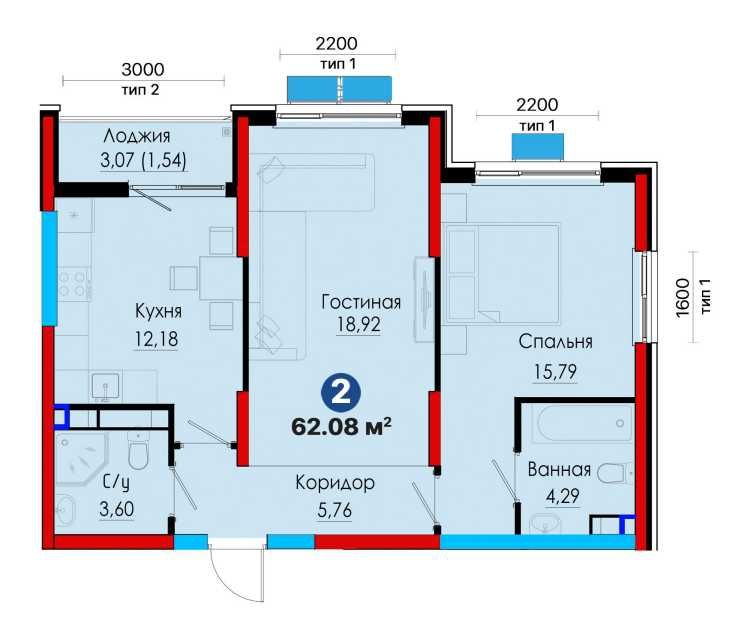 2комн кв  62.08 м² Бизнес класс на Алмазаре Спец предложение -25%|СДАН