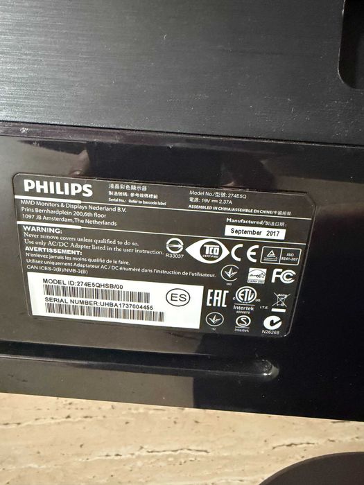 Monitor Led Philips 27" 274E5QHSB/00