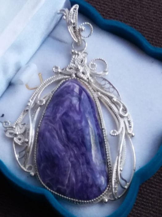 Подвеска, ручная работа, чароит.