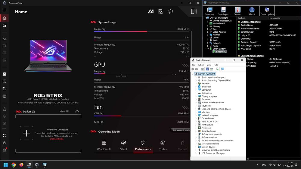 ASUS ROG Strix G17 ca NOU–Ryzen 9•RTX 3070 Ti•1TB SSD•16GB•Win11 Pro