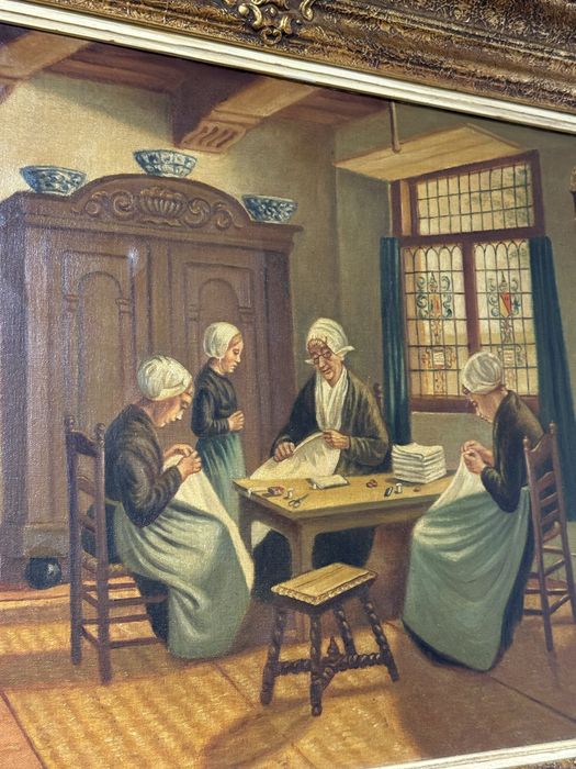 Tablou pictura in ulei pe panza - rama baroc aurie