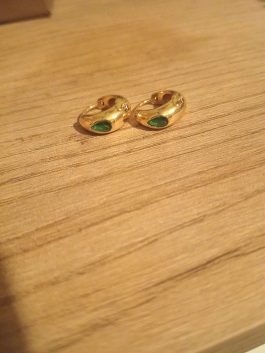 Cercei din argint auriu cu piatra verde