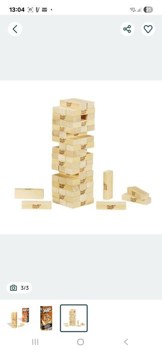 Joc Jenga Classic Hasbro, cu blocuri de lemn