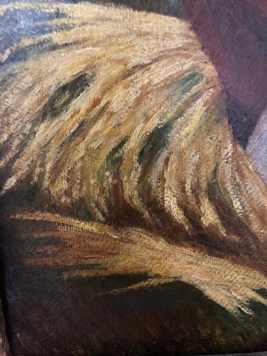 Tibor Erno, Secerișul grâului, tablou vechi romanesc, ulei pe carton