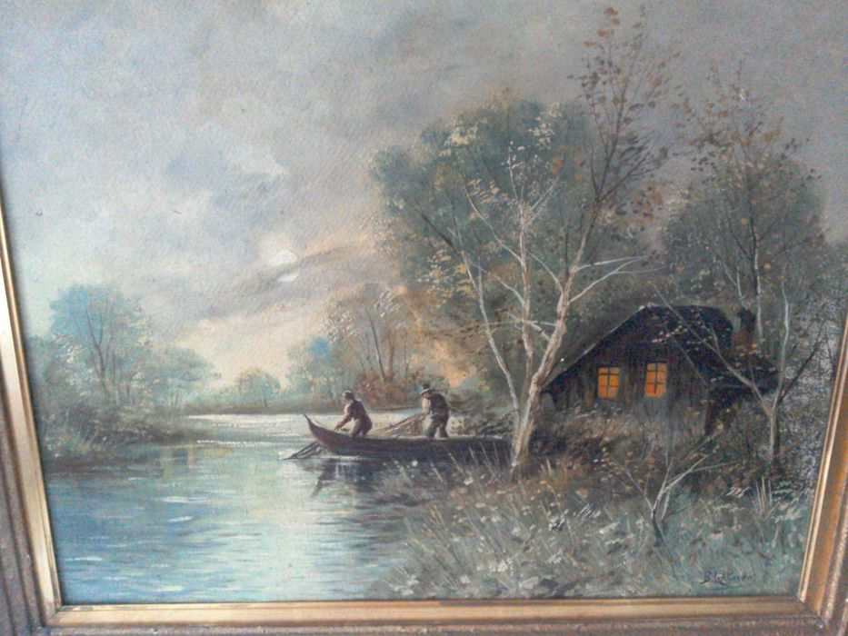 Tablou vechi, pictură flamandă, semnat B. Latner în ramă de epocă, U/C