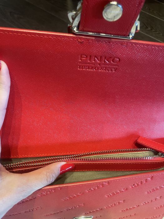 Дамска чанта Pinko червена, естествена кожа