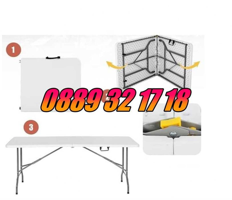 Сгъваема маса за кетъринг, градинска маса 180/74 см, къмпинг маса