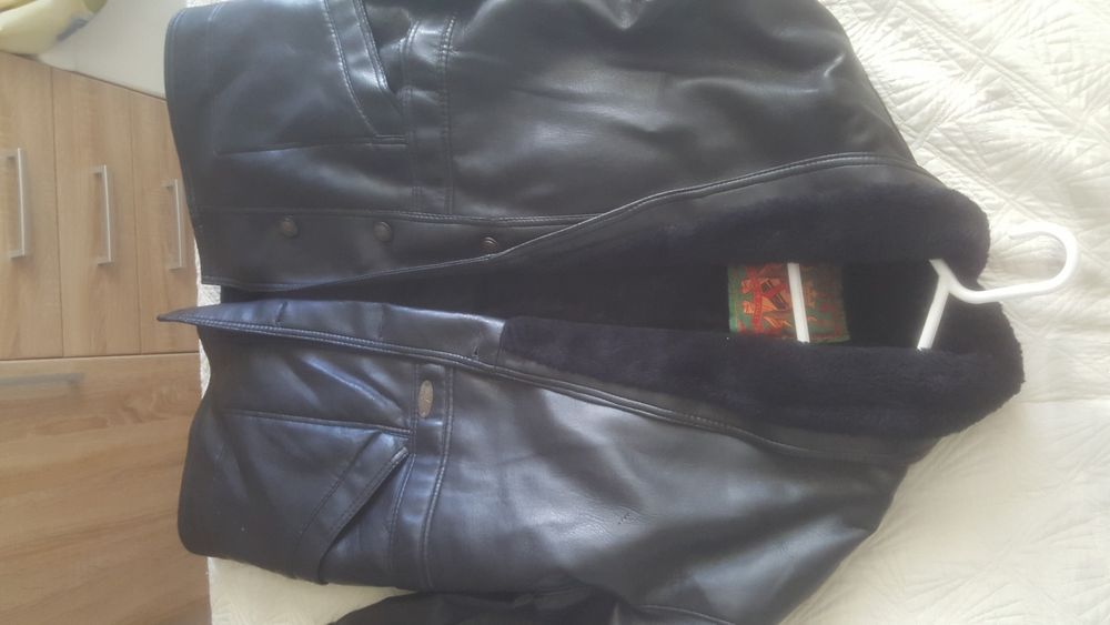 Мъжко кожено яке-шуба XL, дебела подплата, Италия