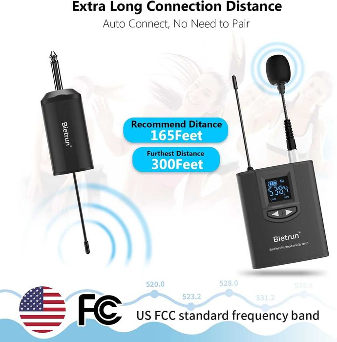 Bietrun WXM07 – безжична UHF микрофонна система 3 в 1 с headset, handheld и lavalier микрофон