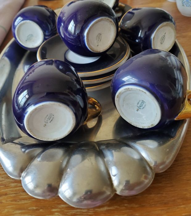 Set 6 cești de cafea albastru cobalt